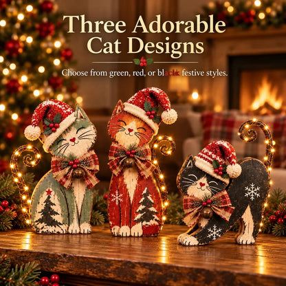🐱Vintage Christmas Cats -- Nostalgic Hat & Bow Decor