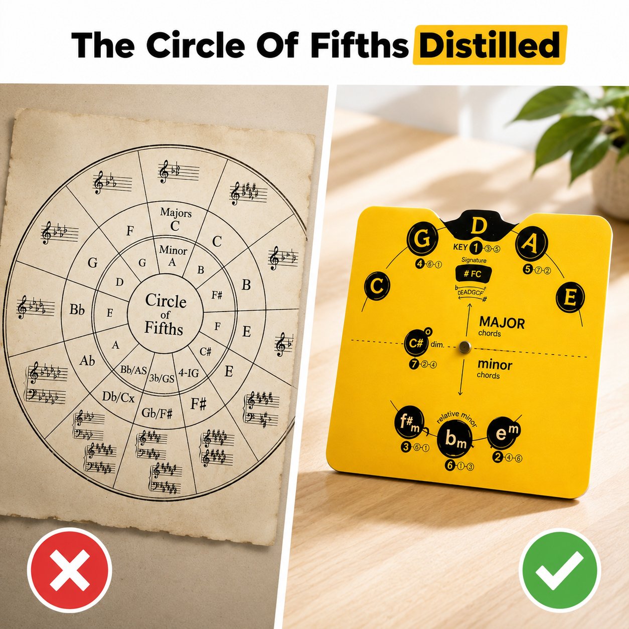 🎵 Circle of Fifths Music Theory Decoder Wheel Set: Visual Chord & Songwriting Tool! ✨