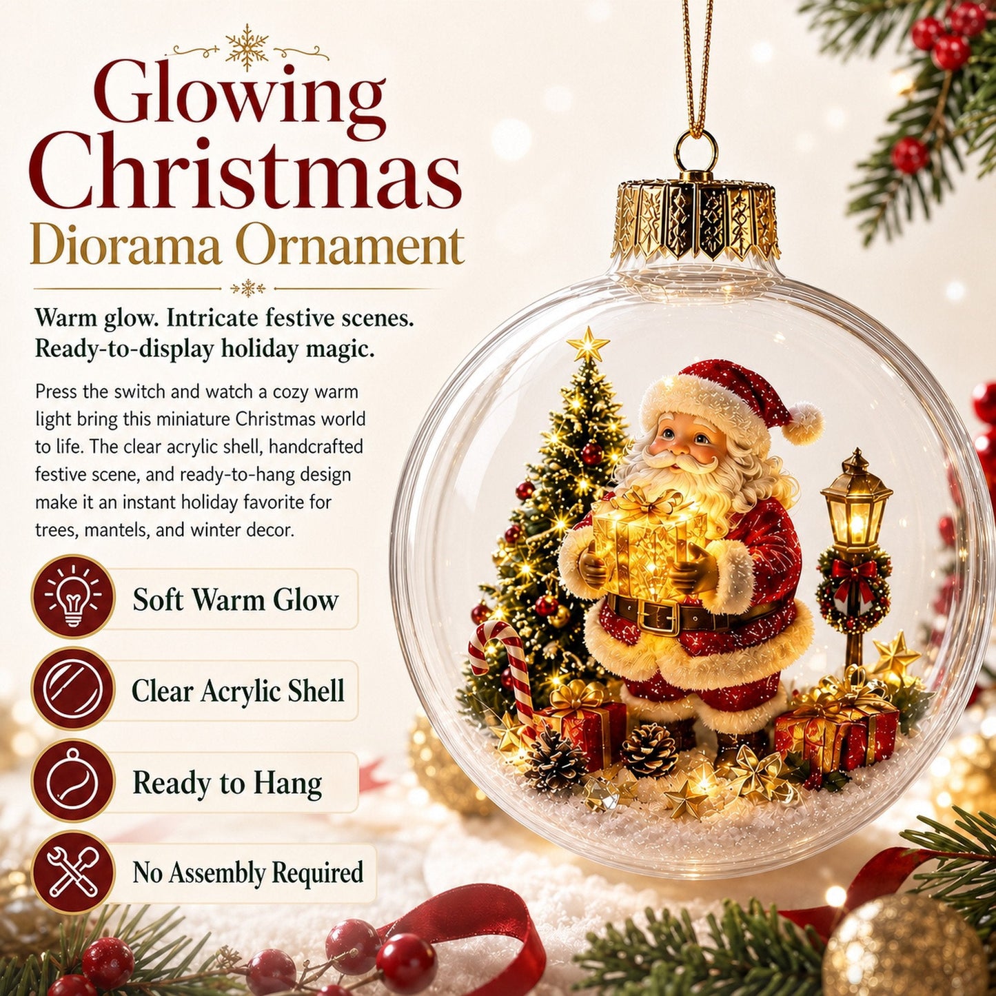 🎄 Lighted Christmas Diorama Globe Ornament: Magical Winter Wonderland Decor! 🎄