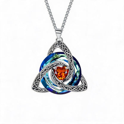 🍀💎 Birthstone Celtic Trinity Knot Necklace — Personalised Irish-Scottish Keepsake in 12 Birthstone Colours