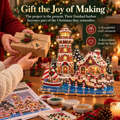 🗼DIY Pearl Diamond Christmas Lighthouse Kit -- 8 Coastal Styles, Bead-by-Bead Craft & Standing Holiday Display