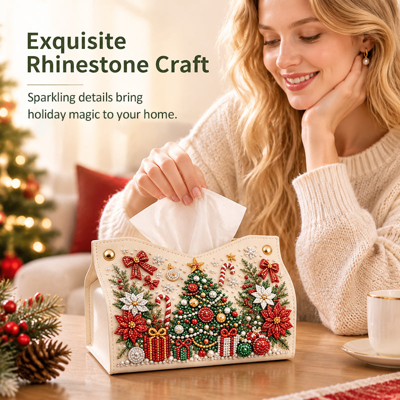 🎄DIY Diamond Painting Tissue Holder -- Double-Sided Christmas Craft, Festive Designs & Everyday Use