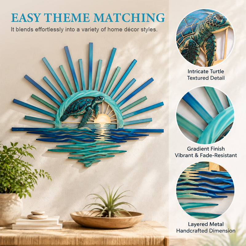 🌊 ‘Legend of the Sunset Tides’ Metal Wall Art: Coastal Ocean Sunset Decor! 🌅