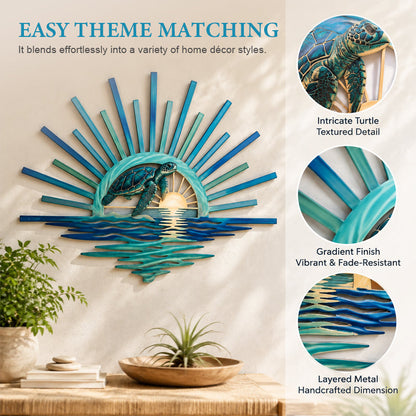 🌊 ‘Legend of the Sunset Tides’ Metal Wall Art: Coastal Ocean Sunset Decor! 🌅