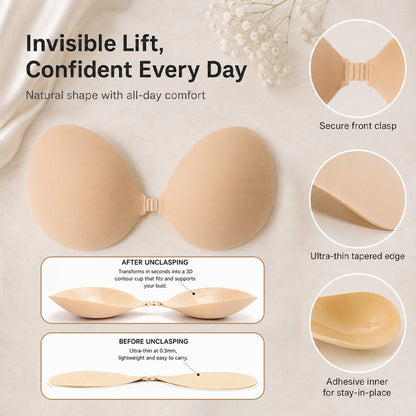 💖 3D Solid Silicone Push-Up Bra Nipple Covers: Invisible Lift Covers! ✨