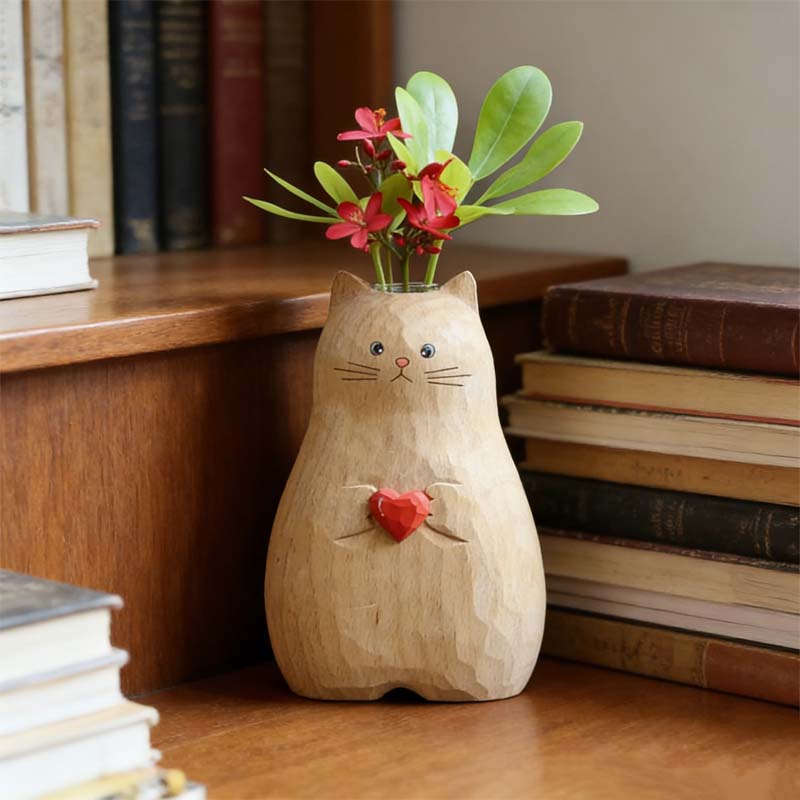🐱Chonky Cat Vase with Heart❤️