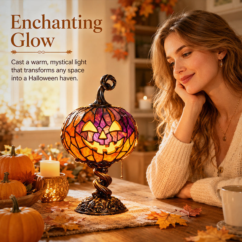 🎃 Tall Pumpkin Lamp: Cozy Autumn Glow & Halloween Decor Light! 🍂