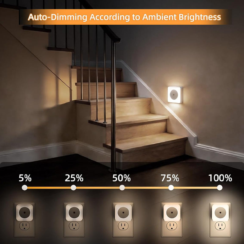 Plug-in LED Night Light with Dusk-to-Dawn Sensor – Energy-Efficient Guide Light for Hallway, Landing & Bedroom