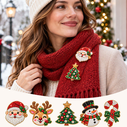 ✨🎄 DIY Christmas Diamond Painting Brooch Kit — 6 Festive Designs, Wearable Sparkle