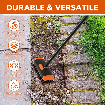 🪨 Weeds in driveway cracks? One brush scrapes, rakes, and sweeps them away! 🧹💥