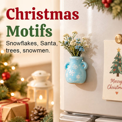 🎄🏺 Christmas Mini Vase Fridge Magnet — Festive 3D Holiday Accent for Magnetic Surfaces