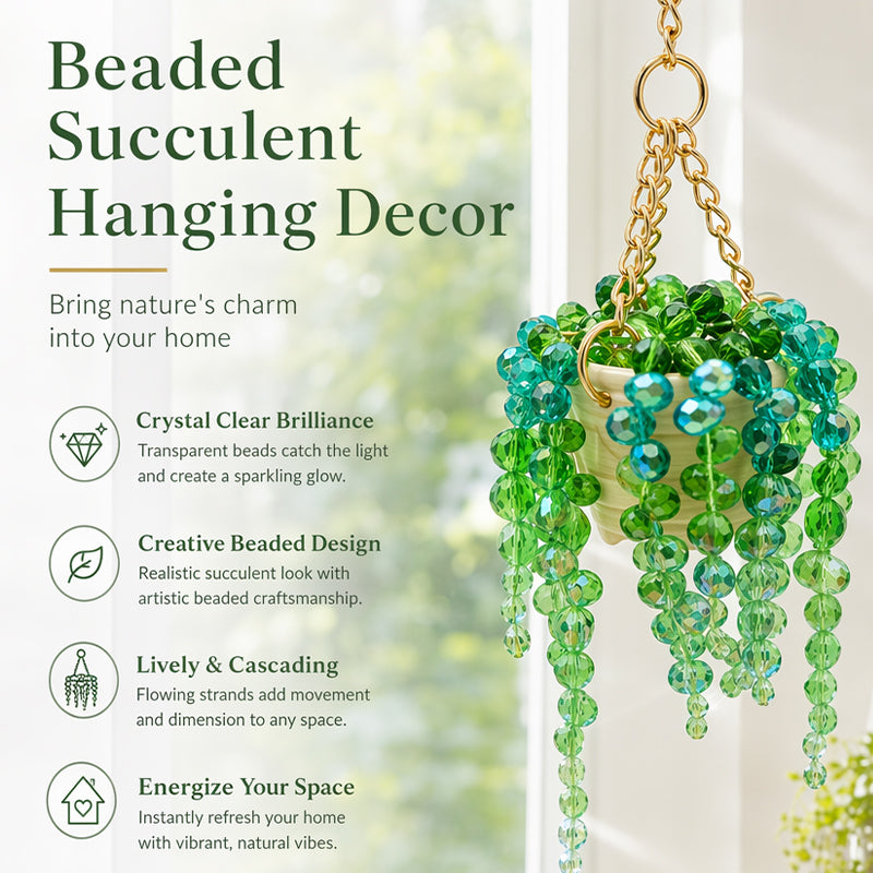 ✨Sun-Kissed Beaded Succulent Car Charm☀️