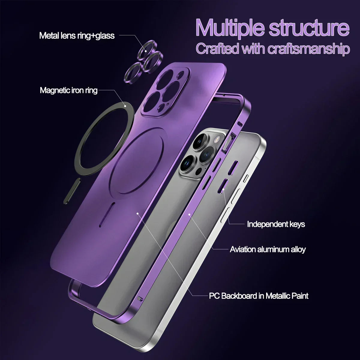 Simple metal magnetic phone case for iPhone