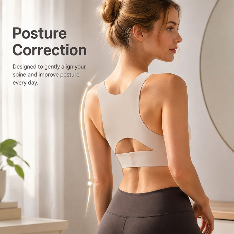 🧘 Women’s Posture Correcting Back-Smoothing Sports Bra: Wireless Support & Front Closure! ✨