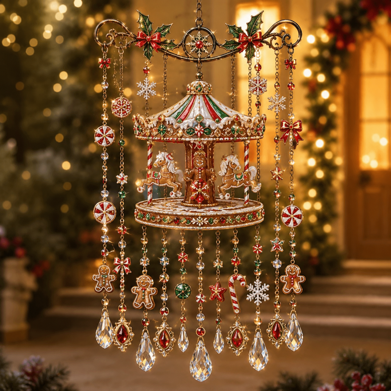 🎄 Christmas Crystal Wind Chime: Sparkling Holiday Porch & Garden Decor! ✨