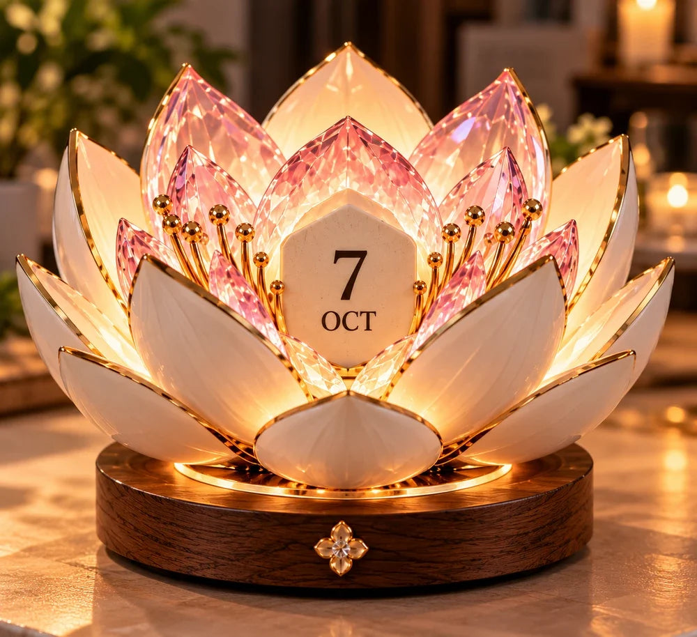 🌸 Automatic Blooming Perpetual Calendar — Flower Calendar That Shows the Date with Warm Ambient Light