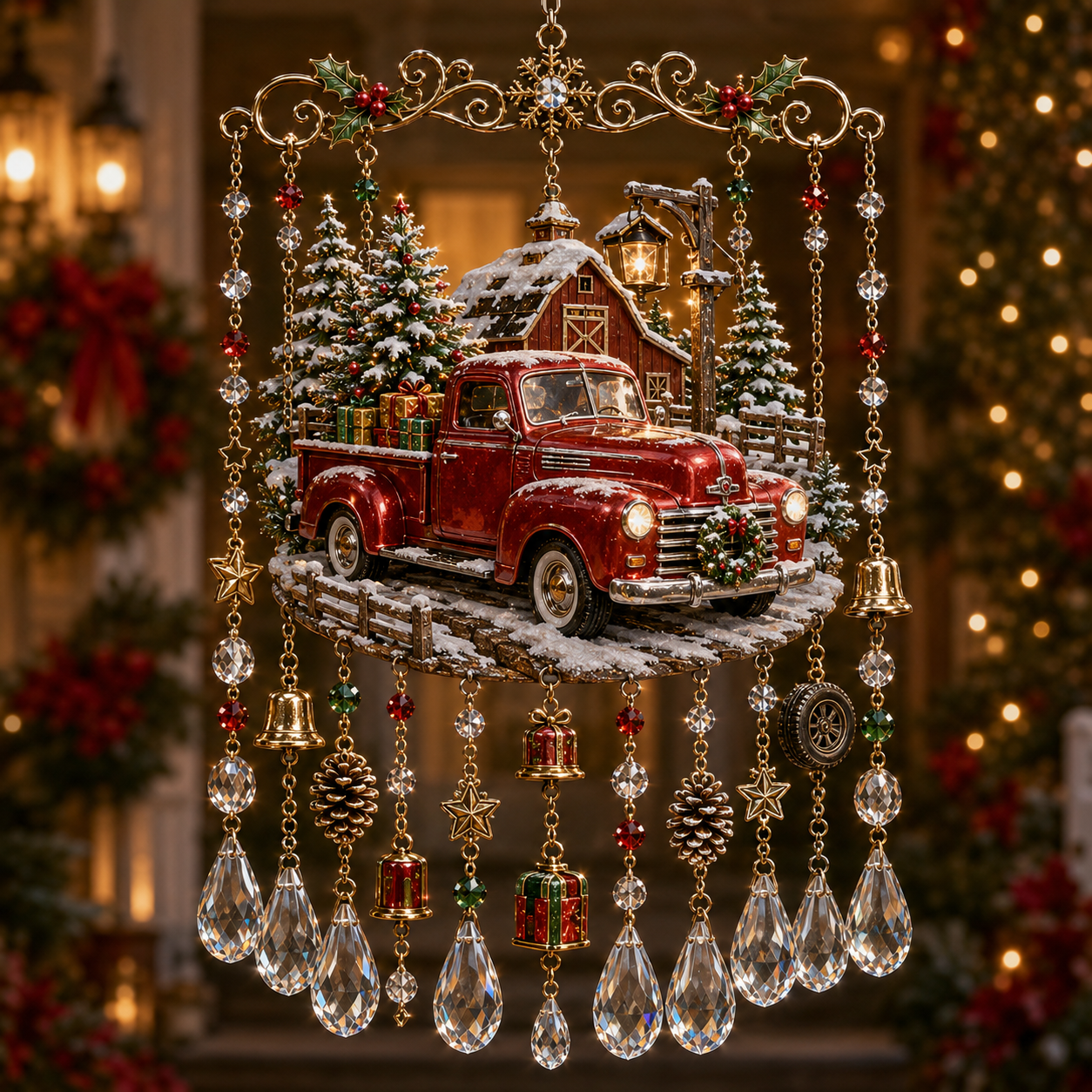🎄 Christmas Crystal Wind Chime: Sparkling Holiday Porch & Garden Decor! ✨