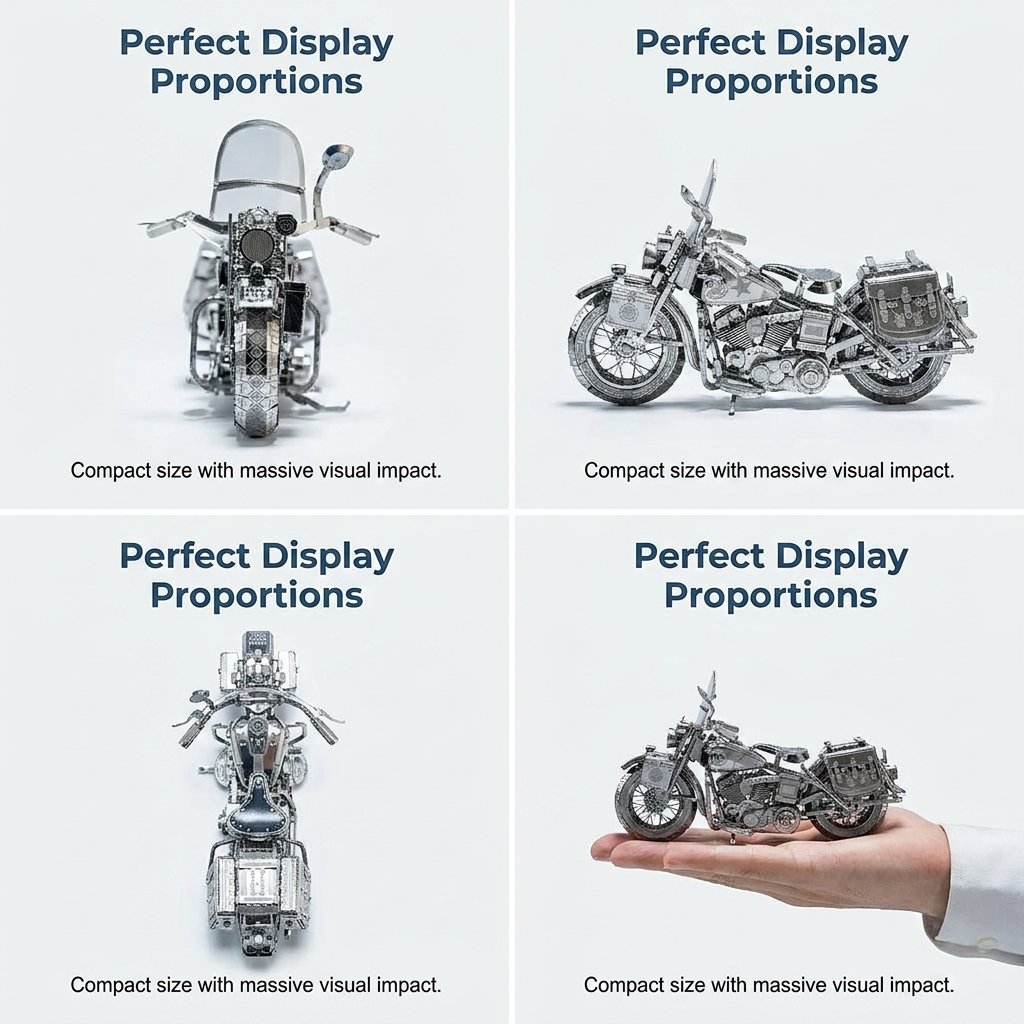 🏍️ 3D Stainless Steel Harley-Style Motorcycle Kit: DIY Mechanical Model Display! 🛠️