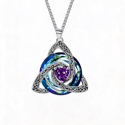 🍀💎 Birthstone Celtic Trinity Knot Necklace — Personalised Irish-Scottish Keepsake in 12 Birthstone Colours