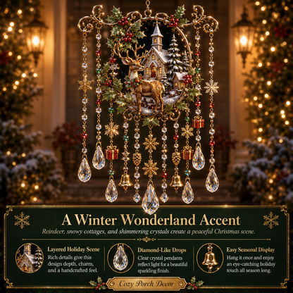 🎄 Christmas Crystal Wind Chime: Sparkling Holiday Porch & Garden Decor! ✨
