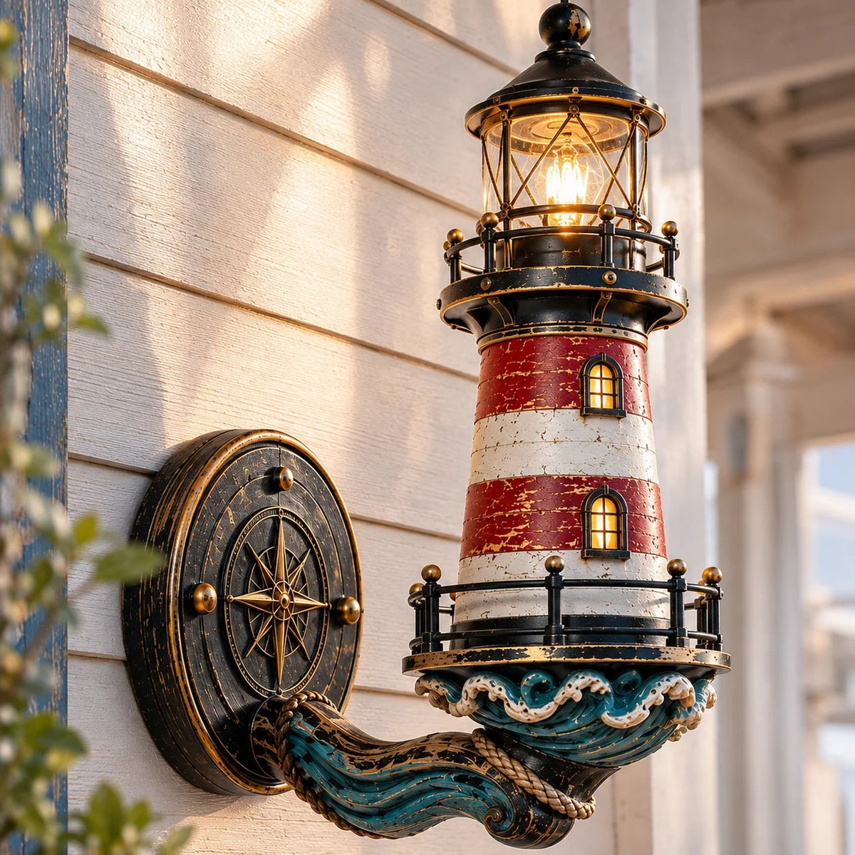 🌊⚓ Vintage Coastal Lighthouse Wall Light — Nautical Glow for Porch, Lake House & Beach Home