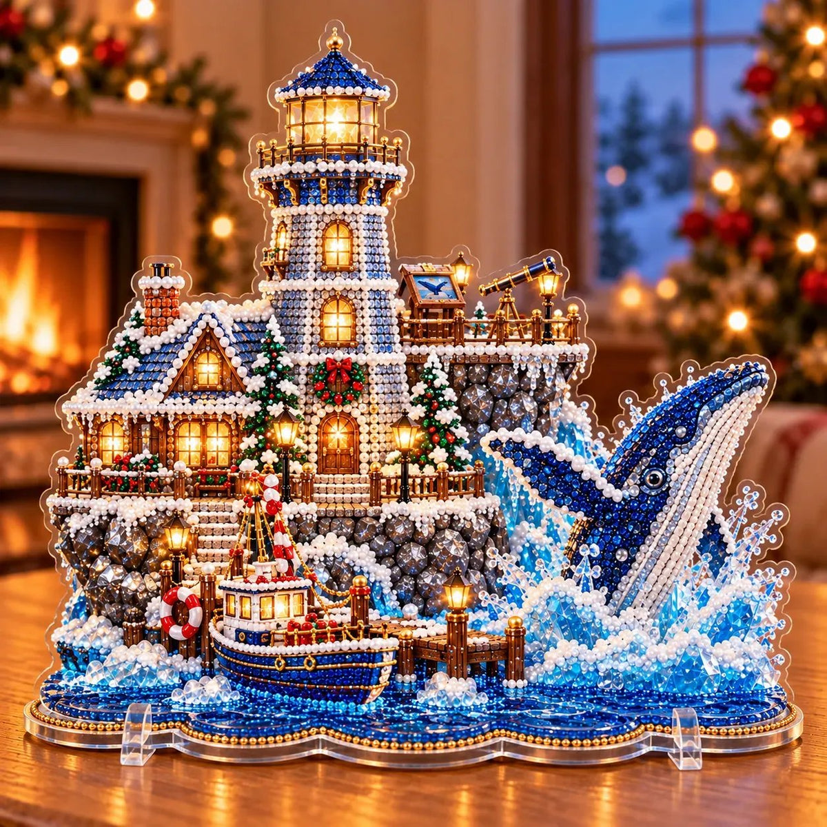 🗼DIY Pearl Diamond Christmas Lighthouse Kit -- 8 Coastal Styles, Bead-by-Bead Craft & Standing Holiday Display