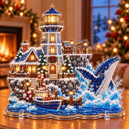 🗼DIY Pearl Diamond Christmas Lighthouse Kit -- 8 Coastal Styles, Bead-by-Bead Craft & Standing Holiday Display