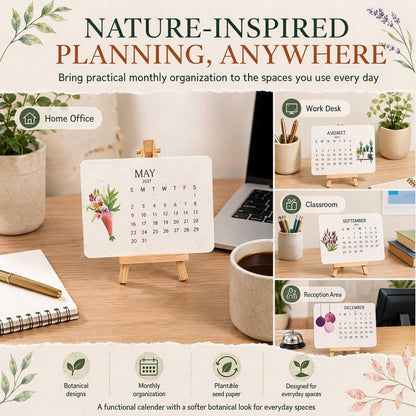 🌱 2027 Seed Paper Calendar — Plantable Eco-Friendly Gift with 12 Botanical Designs