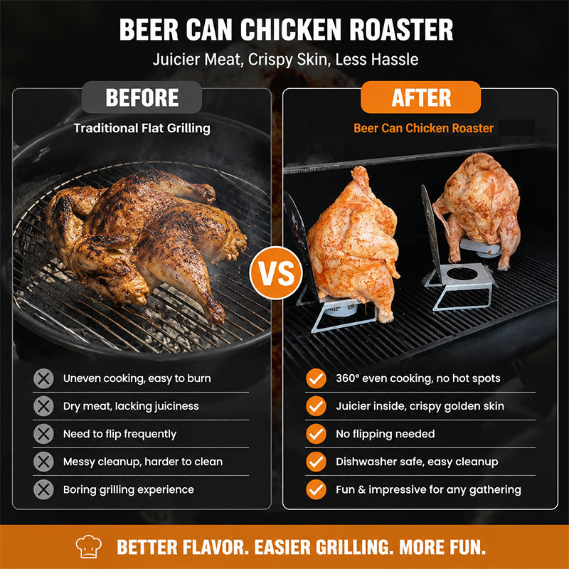 🍗 Beer Can Chicken Roaster Stand: Vertical BBQ Grill & Oven Holder! 🍻