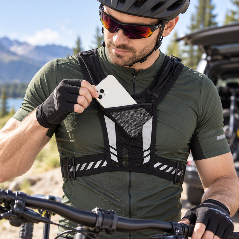 🏃Hands-Free Running Vest -- Water Bottle, Phone Storage & Reflective Safety