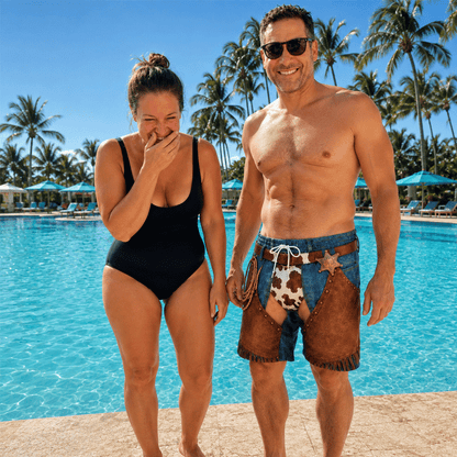 🏖️🤠 Fake Denim? Real Fun — Novelty Swim Shorts