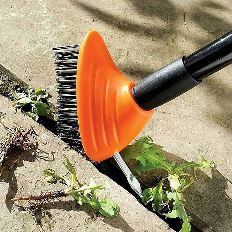 🪨 Weeds in driveway cracks? One brush scrapes, rakes, and sweeps them away! 🧹💥