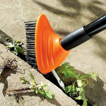 🪨 Weeds in driveway cracks? One brush scrapes, rakes, and sweeps them away! 🧹💥