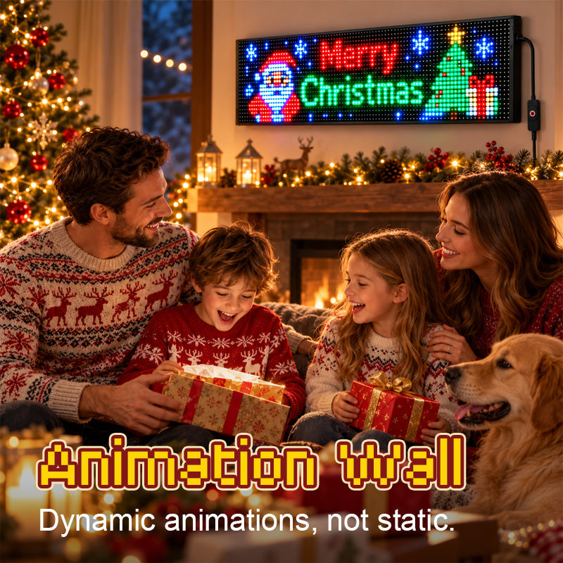 🎅🚗 Animated LED Car Display — App‑Controlled Festive Window Screen, USB‑C Powered