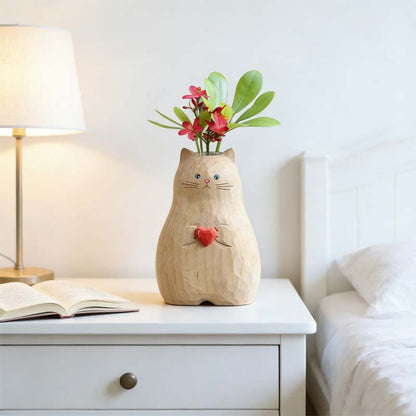 🐱Chonky Cat Vase with Heart❤️