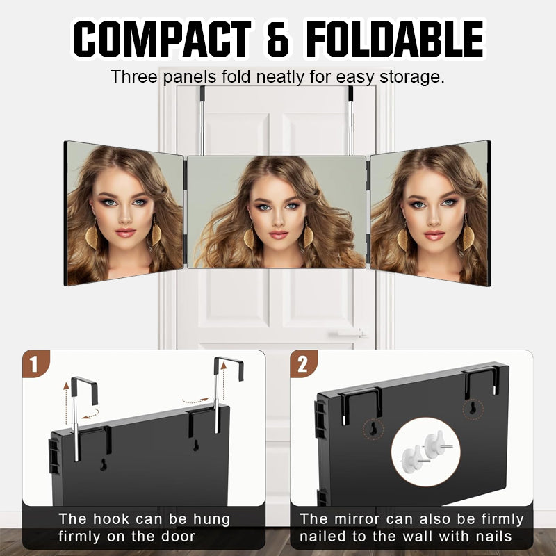 💇‍♀️ See every angle of your hair – tri‑fold salon mirror for perfect DIY cuts! ✨