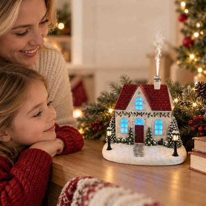 🎄✨ Mistletoe Lane Christmas House Diffuser — Festive Holiday Village Diffuser with Glowing Windows & Charming Chimney Mist