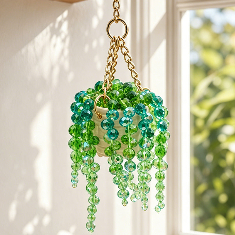 ✨Sun-Kissed Beaded Succulent Car Charm☀️