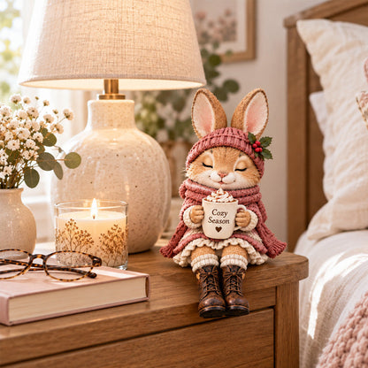 🦊🦉🐰 Cozy Christmas Animal Companion Figurines — Fox, Owl & Bunny with Warm Drink Cups