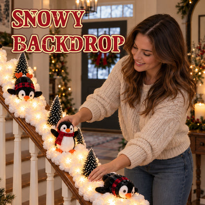 🐧✨ Penguin Staircase Decoration — Festive Illuminated Penguin Parade for Holiday Stairs