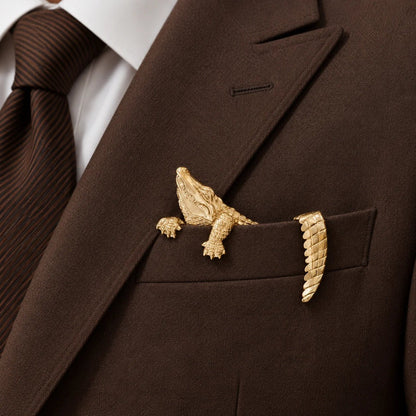 🐊✨ Sculptural Animal Metal Pocket Square