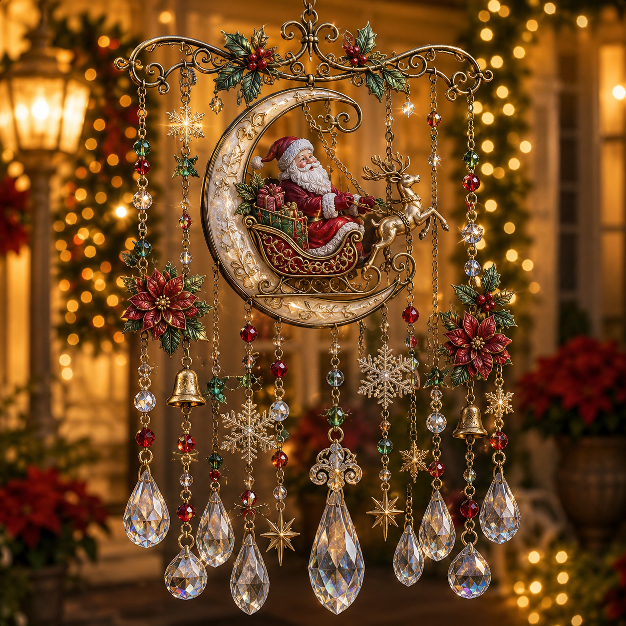 🎄 Christmas Crystal Wind Chime: Sparkling Holiday Porch & Garden Decor! ✨