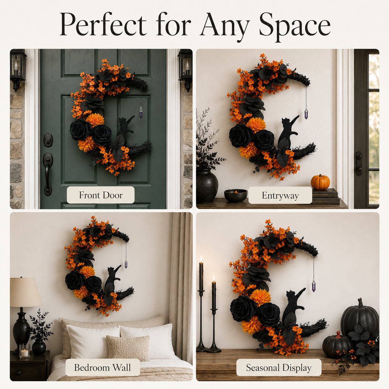 🐈⬛ Black Cat Halloween Wreath: Handcrafted Gothic Door & Autumn Decor! 🌙