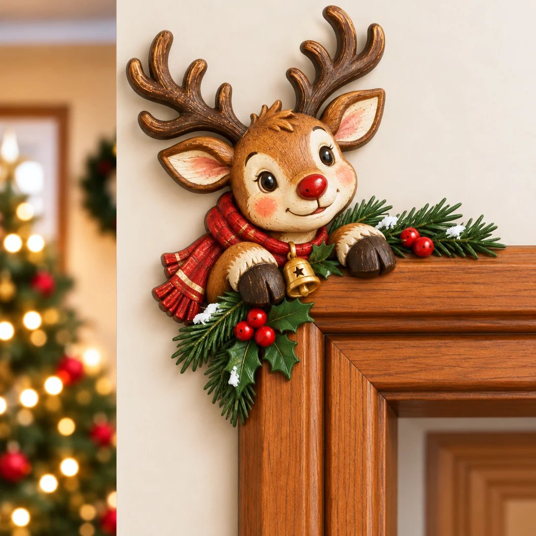 🎄🚪 Christmas Peekaboo Door Frame Corner Decor