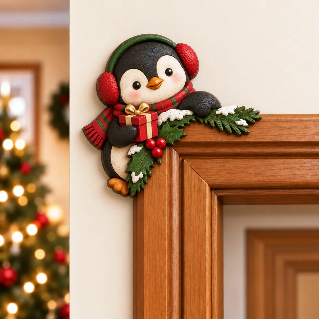 🎄🚪 Christmas Peekaboo Door Frame Corner Decor
