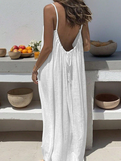 🔥In High Demand! 📈💃Women's Solid Color Backless Cami Dress🎀👚