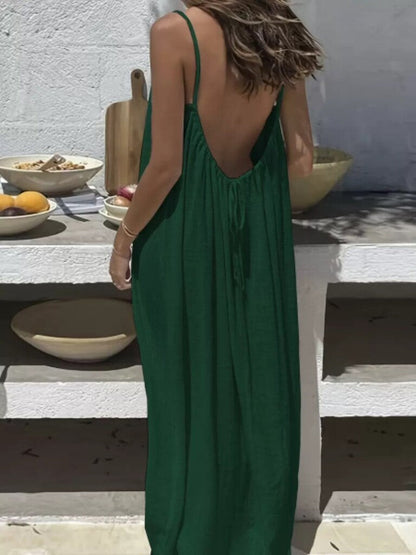 🔥In High Demand! 📈💃Women's Solid Color Backless Cami Dress🎀👚