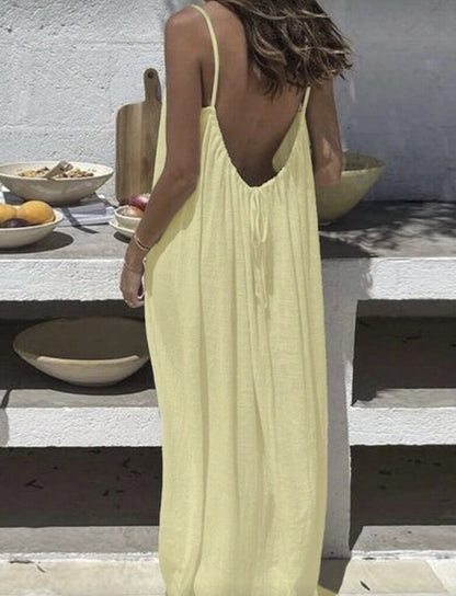 🔥In High Demand! 📈💃Women's Solid Color Backless Cami Dress🎀👚