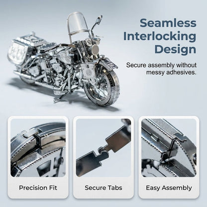 🏍️ 3D Stainless Steel Harley-Style Motorcycle Kit: DIY Mechanical Model Display! 🛠️