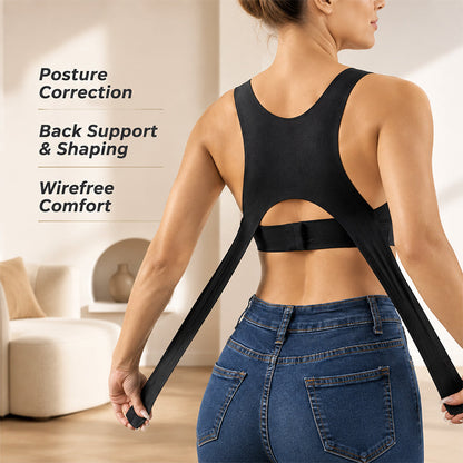 🧘 Women’s Posture Correcting Back-Smoothing Sports Bra: Wireless Support & Front Closure! ✨